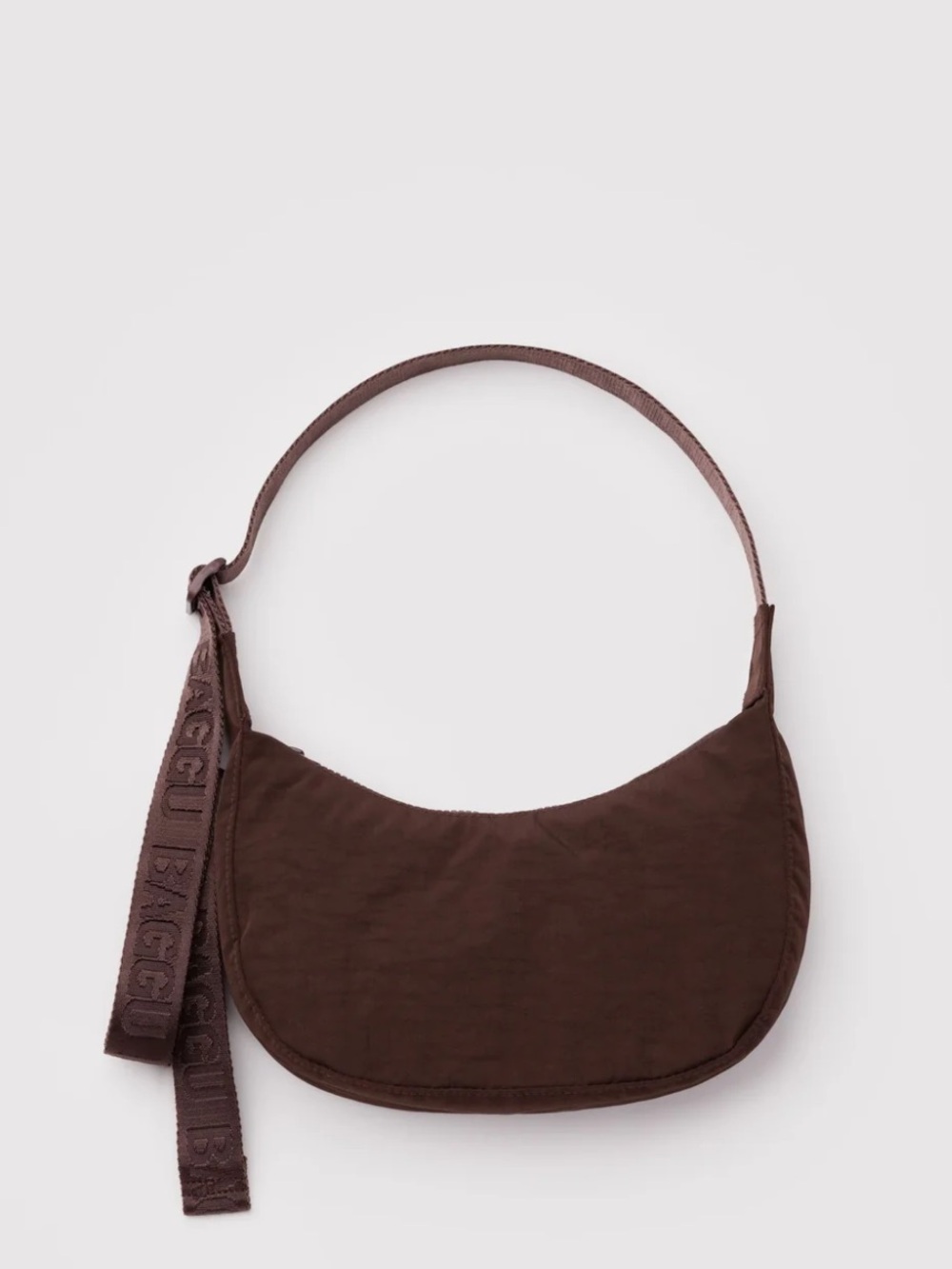 BAGGU Small Nylon Crescent Bag in Coffee